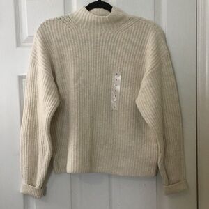 Old Navy Cream Ribbed Mock Neck Sweater